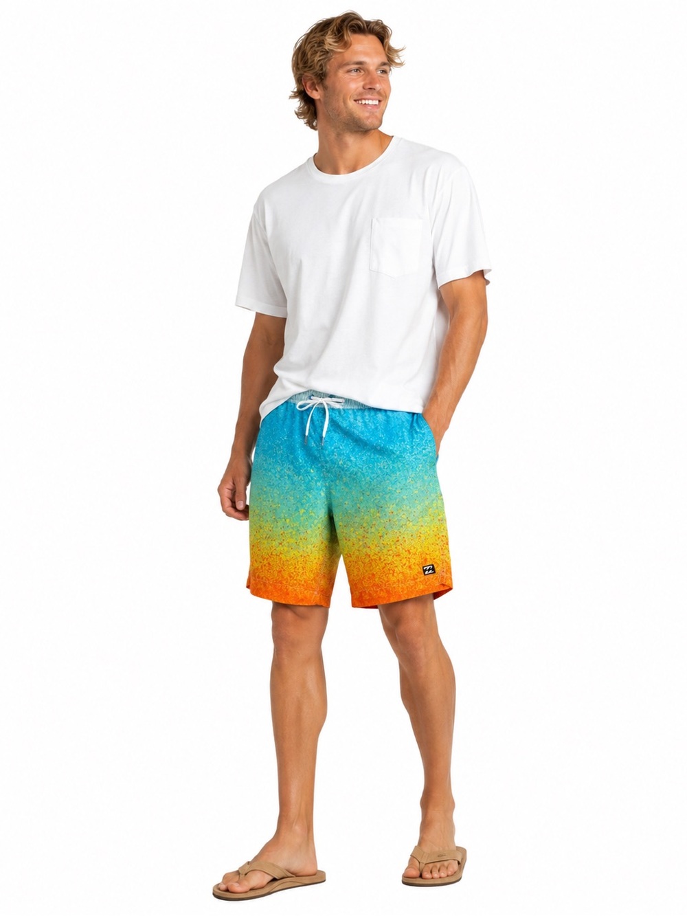 Billabong Laybacks Swim Trunks Men’s Size M – Orange Blue Gradient Board Shorts